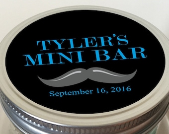 Instant Download Mini Bar in a Jar Lid Design - Mustache - Editable Digital Download