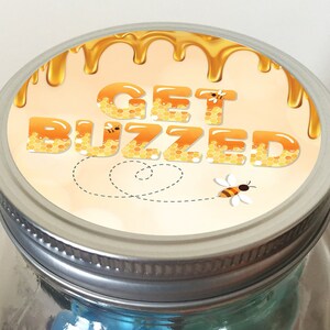 Instant Download Mini Bar in a Jar Lid Design - Honey Bee, Get Buzzed - Digital Download