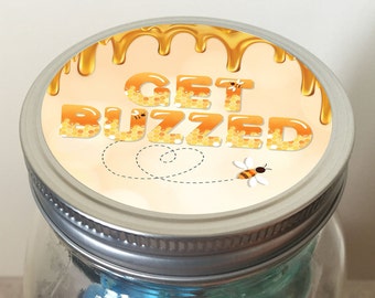 Instant Download Mini Bar in a Jar Lid Design - Honey Bee, Get Buzzed - Digital Download