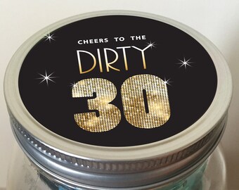 Instant Download Mini Bar in a Jar Lid Design - Cheers to 30 Years - Digital Download