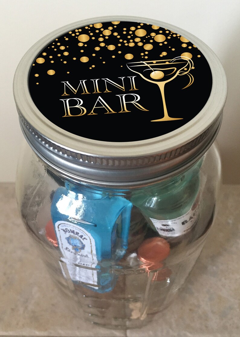Instant Download Mini Bar in a Jar Lid Design Gold Dots Digital