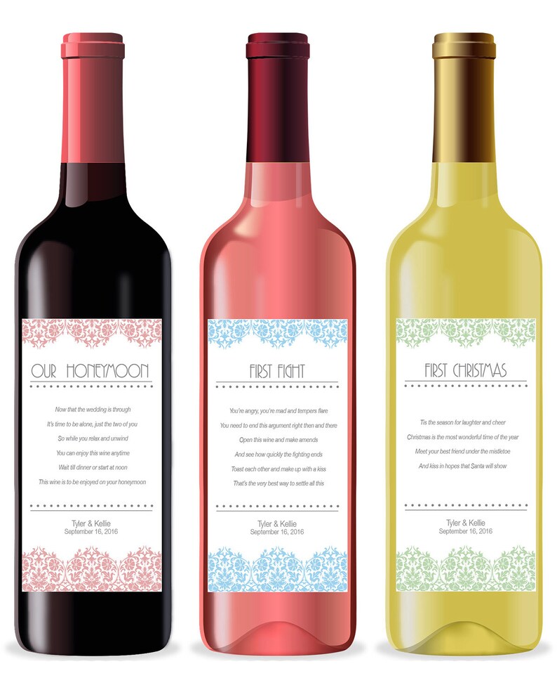 printable custom wedding milestone wine labels unique etsy