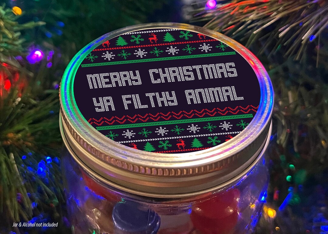 Instant Download Mini Bar in a Jar Lid Design Merry Christmas Ya Filthy