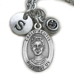 Saint Carlo Acutis Necklace, Clip or Keychain, Patron Saint of Computer Programmers, Influencers, Youth, Handcrafted with Love