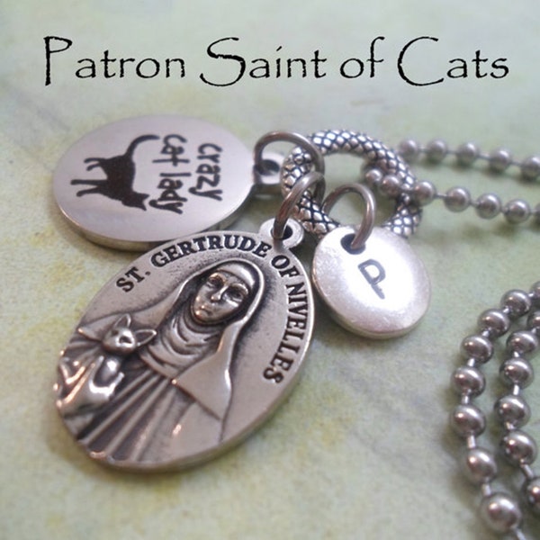 Crazy Cat Lady, Saint Gertrude Necklace, St. Gertrude Patron Saint of Cats, Cat Lover Gift, I Love Cats, Protect My Cat, Crafted with lOve!