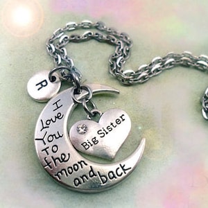 Collar con dije de letra para hermana mayor, regalo para hermana mayor, cumpleaños de hermana mayor, graduación de hermana mayor.