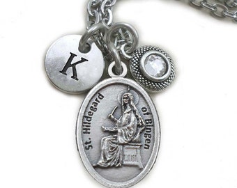 Saint Hildegard of Bingen Necklace, Clip or Keychain, Sibyl of the Rhine, Patron Saint, Order of Saint Benedict (OSB), Writer, Composer