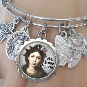 Saint Rose Venerini Bangle Bracelet, Rosa Venerini, Confirmation Gift, Patron Saint, Pioneer in Education of Girls and Women, Made with Love