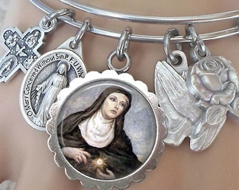 Saint Juliana Falconieri Bangle Bracelet, Confirmation Gift, Virgin and Foundress, Patron Saint of Sick People, Bodily Ills, Made with Love