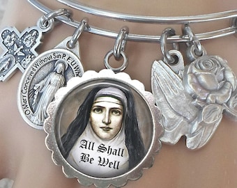 Saint Julian of Norwich Bangle Bracelet, Mother Julian, Confirmation Gift, Patron Saint, Mystic, Theologian, Revelations of Divine Love