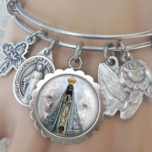 Our Lady of Aparecida Bangle Bracelet, Nossa Senhora Aparecida, Patron Saint, Confirmation Gift, Handcrafted with Love