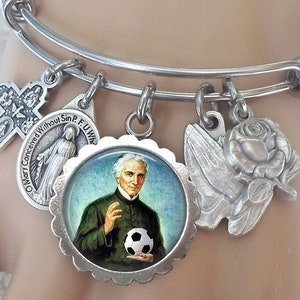 Saint Luigi Scrosoppi Bangle Bracelet, Servant of God, Confirmation Gift, Patron Saint of Soccer and Footballers, Handcrafted with Love