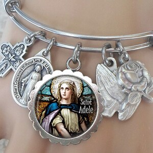 Saint Adele Bangle Bracelet, Abbess, Confirmation Gift, Patron Saint, Handcrafted with Love