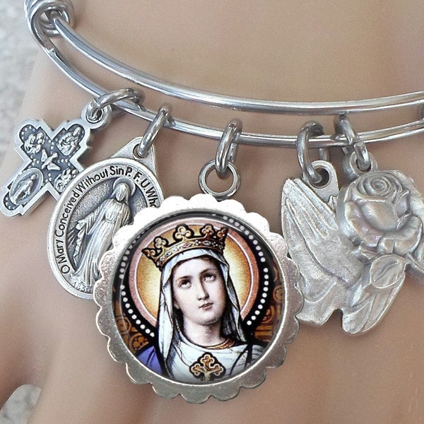 Saint Matilda of Germany Bangle Bracelet, Patron Saint, Confirmation Gift, Handcrafted with Love!