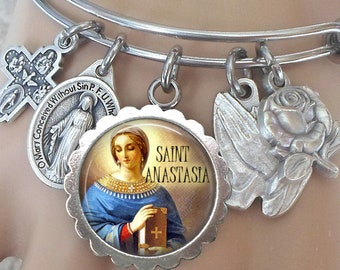 Pulseira de Santa Anastácia, Padroeira, Libertadora de Poções, Curandeira, Exorcista, Mártir, Presente de Crisma, Feita à Mão com Amor