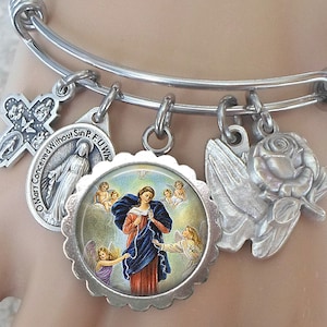 Our Lady Untier of Knots Bangle Bracelet, Mary, Undoer of Knots, Holy Spirit, Confirmation Gift, Handcrafted with Love