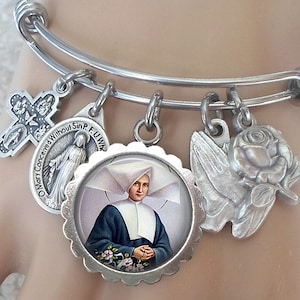 Saint Catherine Labouré Bangle Bracelet, Marian Visionary, Miraculous Medal, Confirmation Gift, Patron Saint of the Elderly and Infirm