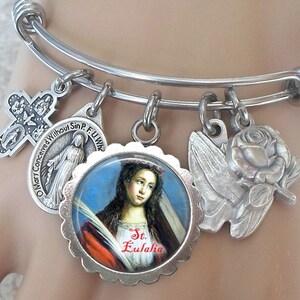 Saint Eulalia of Barcelona Bangle Bracelet, Teenage Martyr, Confirmation Gift, Patron Saint of Sailors, Against Drought, Crafted with Love