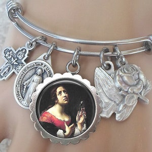 Saint Apollonia Bangle Bracelet, Martyr, Confirmation Gift, Patron Saint of Dentists, Those Suffering from Dental Problems