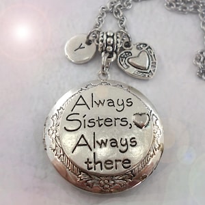Siempre Hermanas, Siempre Ahí Hermana Medallón Personalizado con Letra w, Medallón para Hermana, Regalo para Hermana, ¡Hecho a Mano con Amor!
