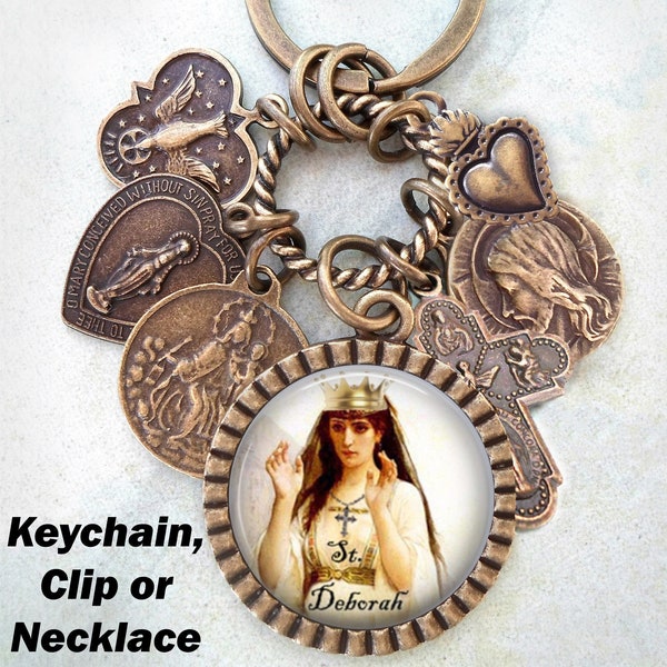 Saint Deborah the Prophetess Necklace, Keychain or Clip, Catholic Gift, St. Deborah, Confirmation, Prophet of God, Fourth Judge of Israel