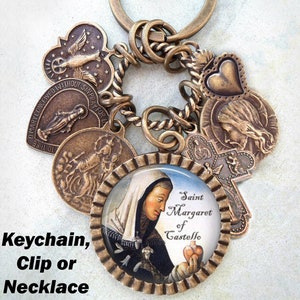 Saint Margaret of Castello Necklace, Keychain or Clip, St. Margaret, Patron Saint, Confirmation Gift, Catholic, Handcrafted with lOve