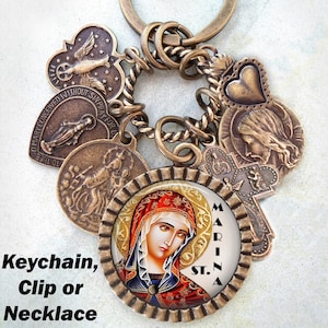 Llavero, clip o collar de Santa Marina de Antioquía, regalo de confirmación, patrona de las embarazadas, enfermeras, moribundos y enfermedades renales.