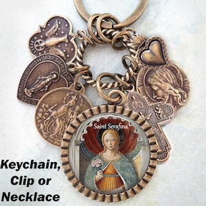 St. Serafina Necklace, Keychain or Clip, Patron Saint, Confirmation Gift, Catholic Jewelry, Handcrafted with lOve!