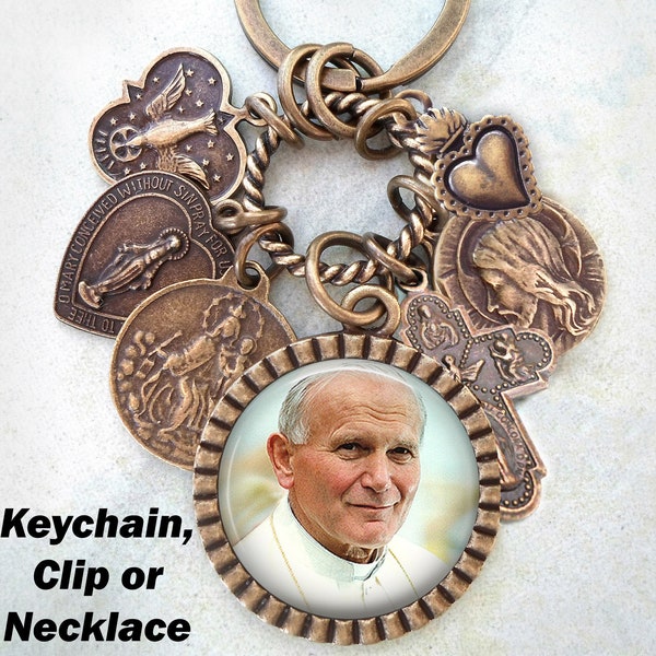 Pope John Paul II, St. John Paul II Keychain, Necklace or Clip, Karol Józef Wojtyła, Confirmation Gift, Handcrafted with Love