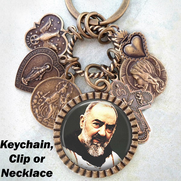 Padre Pio, St. Pio of Pietrelcina Keychain, Clip or Necklace, Patron Saint, Confirmation Gift, Catholic Jewelry, Handcrafted with lOve!