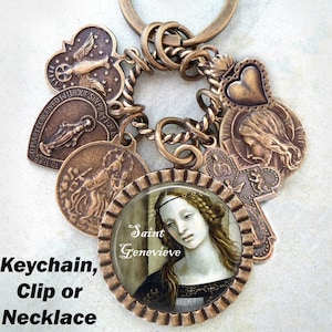 Saint Genevieve Necklace, Keychain or Clip, Patron Saint of Paris, Confirmation Gift, Handcrafted with Love