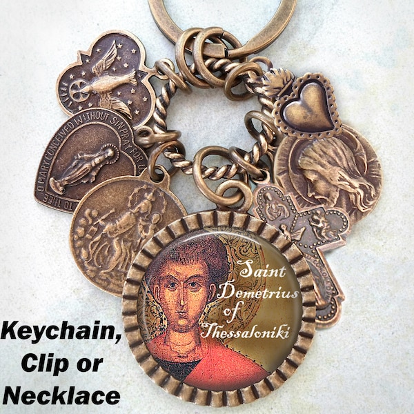 St. Demetrius of Thessaloniki Necklace, Keychain or Clip, Patron Saint, Confirmation Gift, Catholic Jewelry, Handcrafted with lOve!