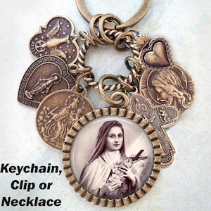 St. Therese of Lisieux Keychain, Clip or Necklace, Patron Saint, Confirmation Gift, Catholic Jewelry, Handcrafted with lOve!
