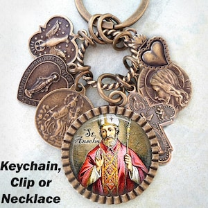 St. Anselm Keychain, Clip or Necklace, Patron Saint, Confirmation Gift, Catholic Jewelry, Crafted with lOve!