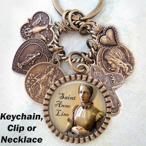 St. Anne Line Necklace, Keychain or Clip, Patron Saint, Confirmation Gift, Catholic Jewelry, Handcrafted with lOve!