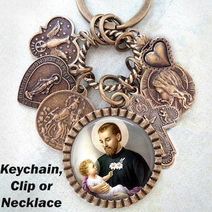 St. Cajetan, San Cayetano Keychain, Clip or Necklace, Patron Saint, Confirmation Gift, Catholic Jewelry, Handcrafted with lOve!