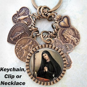 Llavero, Clip o Collar Santa Mariana de Jesús de Paredes, Lirio de Quito, Patrona de las Enfermedades, Pérdidas de Padres, Enfermedades Corporales, América