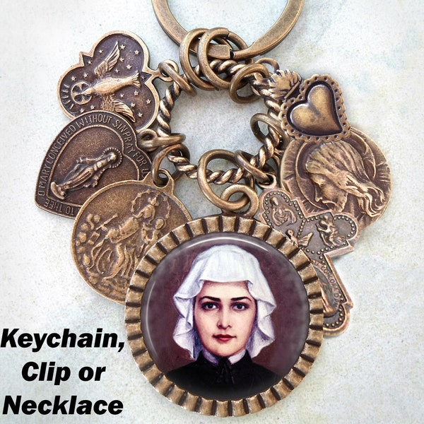 St. Elizabeth Ann Seton sleutelhanger, clip of ketting, patroonheilige, bevestigingscadeau, katholieke sieraden, handgemaakt met liefde!