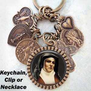 St. Edith Stein Keychain, Clip or Necklace, Patron Saint, Confirmation Gift, Catholic Jewelry, Handcrafted with lOve!