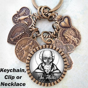 Saint Ailbe of Emly Clip, Keychain or Necklace, Patron Saint of Wolves and Munster, Ireland, Archdiocese of Emly and Cashel, Confirmation