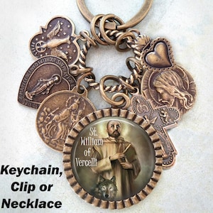 St. William of Vercelli Keychain, Clip or Necklace, Patron Saint, Confirmation Gift, Catholic Jewelry, Crafted with lOve!