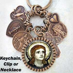Archangel Gabriel Necklace, Keychain or Clip, Patron Saint, Confirmation Gift, Catholic Jewelry, Handcrafted with lOve!