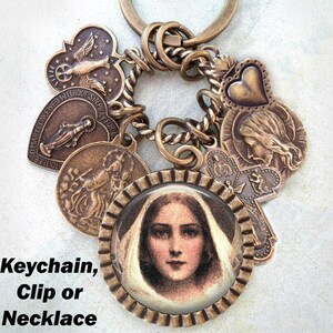 Queen of Heaven, Virgin Mary Keychain, Clip or Necklace, Catholic Jewelry, Confirmation Gift, Customizable, Handcrafted with lOve!