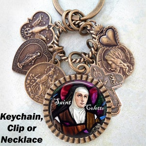 St. Colette Necklace, Keychain or Clip, Patron Saint, Confirmation Gift, Catholic Jewelry, Handcrafted with lOve!