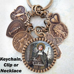 St. Colette of Corbie Keychain, Clip or Necklace, Patron Saint, Confirmation Gift, Catholic Jewelry, Handcrafted with lOve!