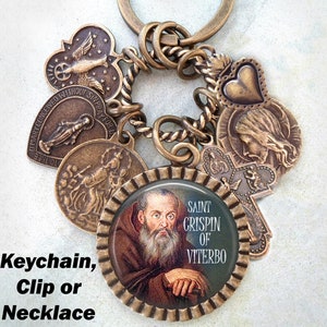 St. Crispin of Viterbo Keychain, Clip or Necklace, Patron Saint, Confirmation Gift, Catholic Jewelry, Handcrafted with lOve!
