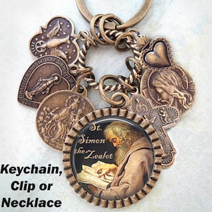 St. Simon The Zealot Keychain, Clip or Necklace, Patron Saint, Confirmation Gift, Catholic Jewelry, Handcrafted with lOve!