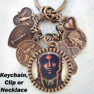 The Black Madonna, Holy Mary Keychain, Clip or Necklace, Catholic Jewelry, Confirmation Gift, Customizable, Handcrafted with lOve!