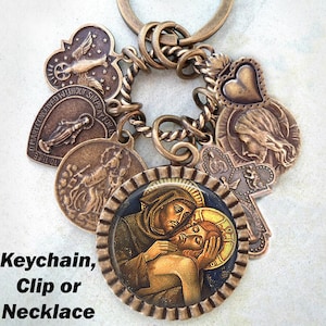 St. Francis of Assisi with Christ Clip, Necklace or Keychain, Confirmation Gift, Patron Saint, Catholic Jewelry, Handcrafted  with lOve!