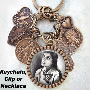 Collar, clip o llavero de la Beata Alejandrina da Costa, Santa Alejandrina da Costa, Patrona, Regalo de Confirmación, Joyería Católica